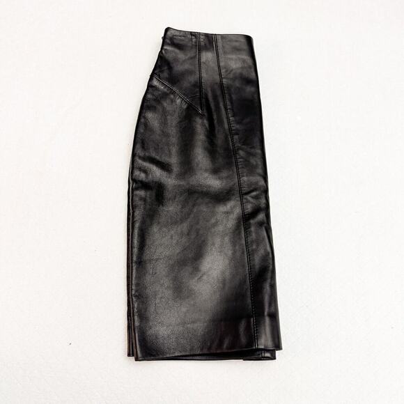 Luca Luca Black 100% Italian Leather Mini Skirt Pencil Size 6 - Picture 6 of 6